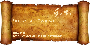 Geiszler Avarka névjegykártya